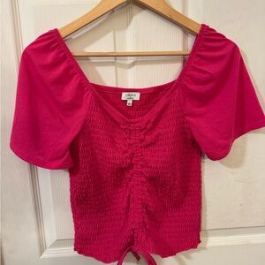 Crown & Ivy Fuchsia Ruched Blouse
